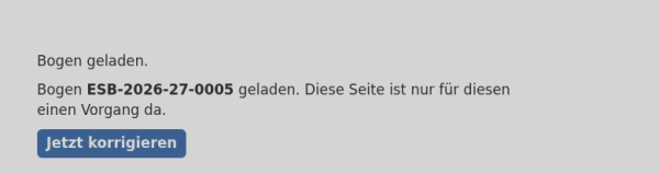 Screenshot: vorausgefülltes Korrekturformular eines einzelnen Bogens Screenshot: vorausgefülltes Korrekturformular eines einzelnen Bogens